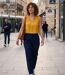 Top sans manches jaune MAYFLOWER CHF3053A en crêpe fluide avec détails dentelle-5