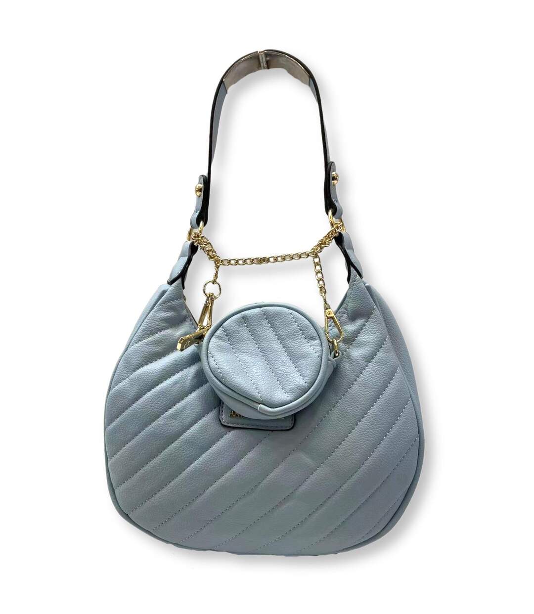 Sac à main femme  - Sac  portée mains ou épaules en simili cuir de couleur Bleu ciel