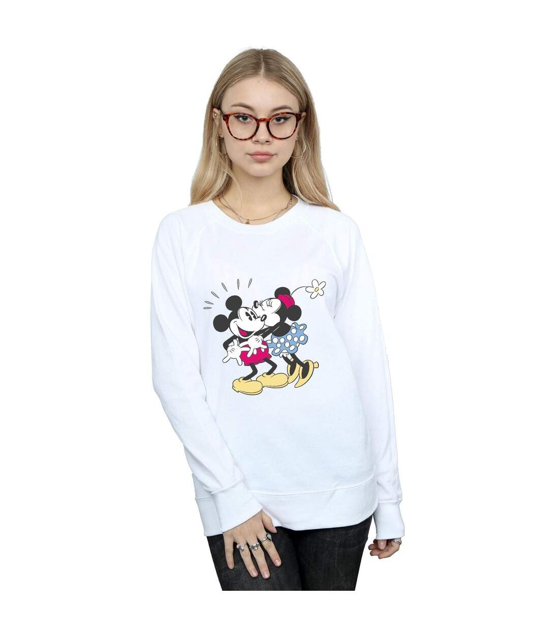 Disney Sweatshirt Mickey et Minnie Mouse Kiss - Femmes/Dames (Blanc) - UTBI26933-2