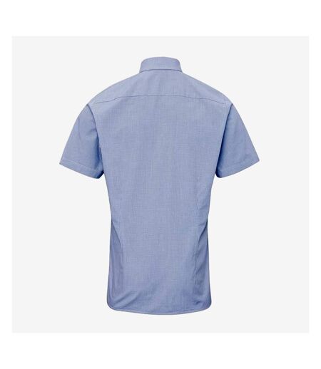 Premier Chemise à manches courtes en vichy pour hommes (Bleu clair / blanc) - UTPC3100