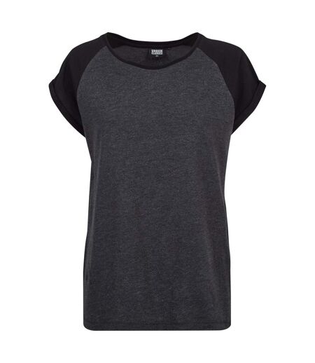 T-shirt Manches Raglan Motif/style Contrasté Femme Charbon Noir Urban Classics