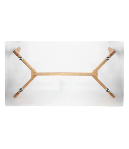 Table basse rectangulaire design bois et verre Alexia - L. 110 x H. 45 cm - Beige