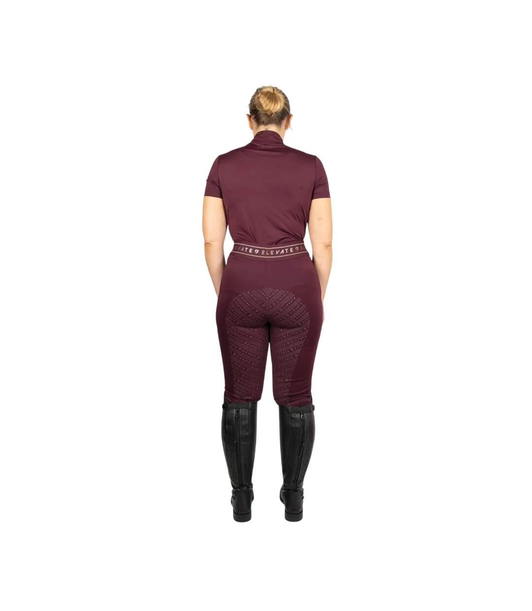 Womens/ladies Elevate Allure Horse Riding Tights Berry Hy-3