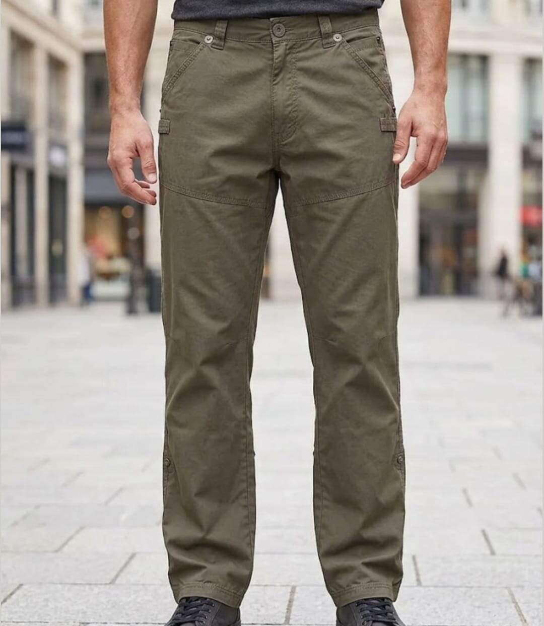 AXXANO AE1150K — Pantalon droit kaki : confort naturel et coupe classique-1