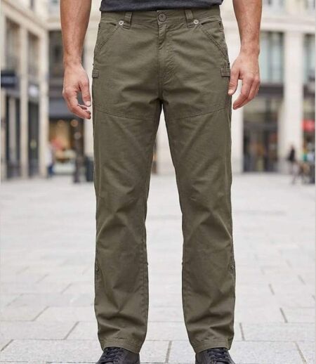 AXXANO AE1150K — Pantalon droit kaki : confort naturel et coupe classique