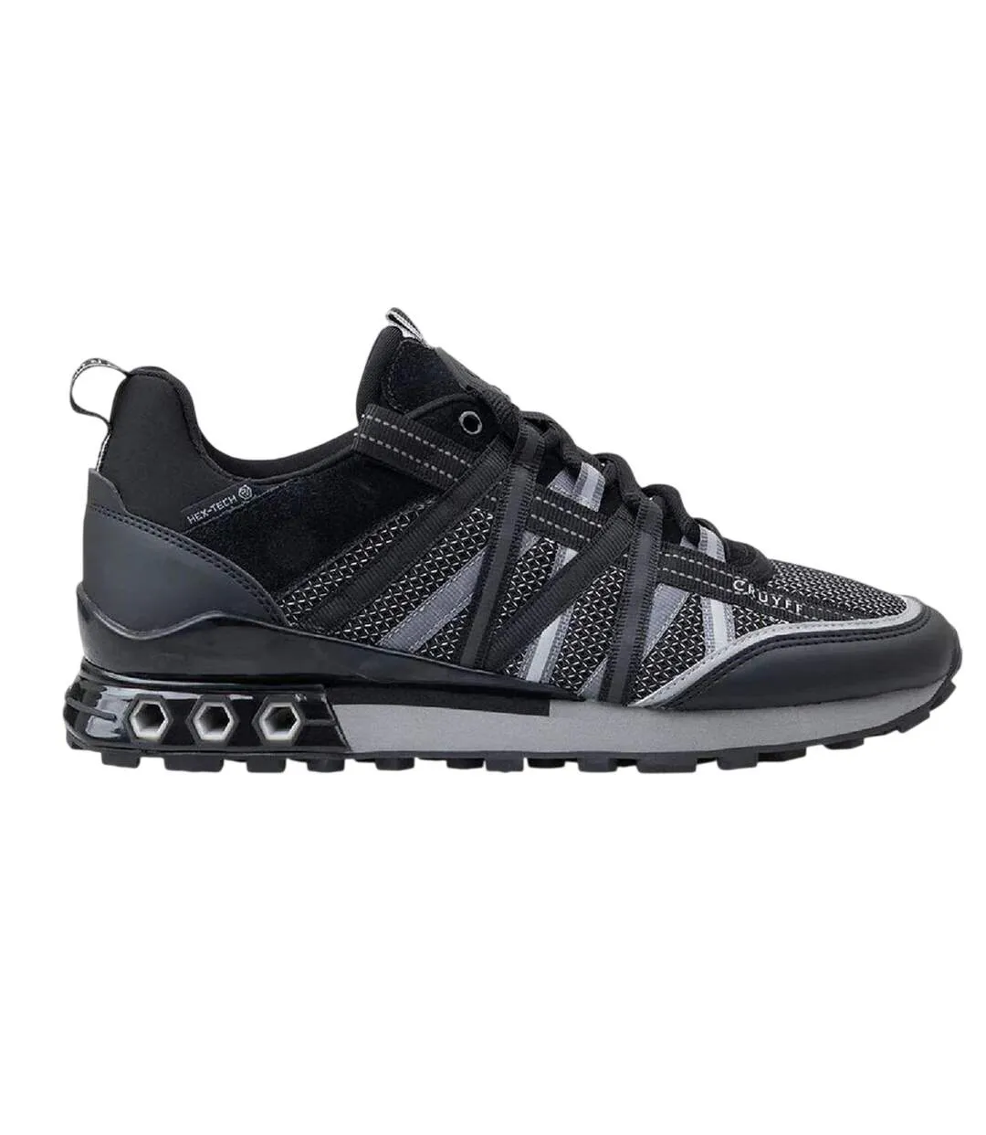 Womens/ladies Hexagon Suede Hex-tech Trainers Black Grey Cruyff-1