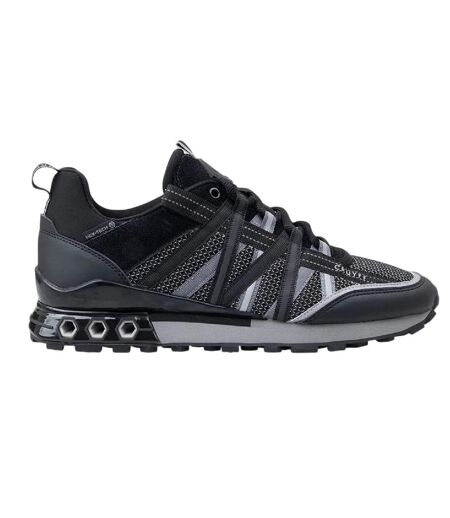 Womens/ladies Hexagon Suede Hex-tech Trainers Black Grey Cruyff