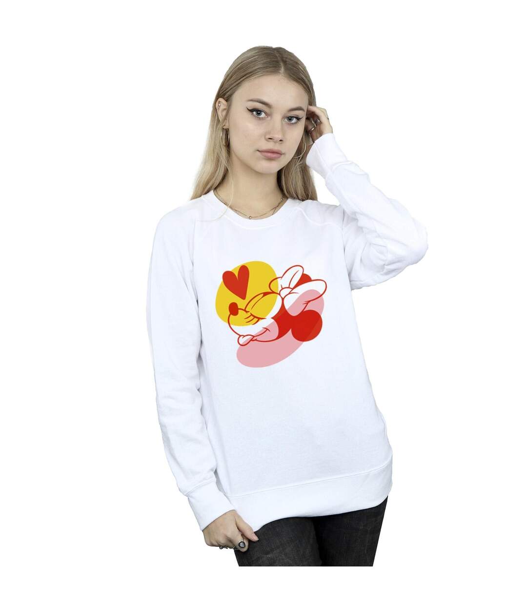 Disney Sweat Womens/Ladies Minnie Mouse Tongue Heart Sweatshirt (Blanc) - UTBI29042-2