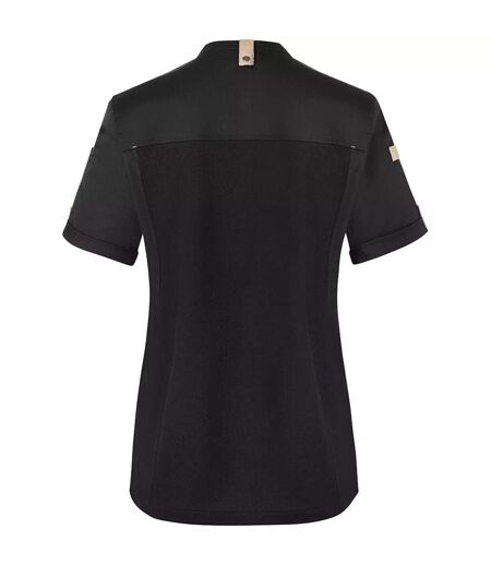Womens/ladies Green-generation Short-sleeved Chef Jacket Black Karlowsky
