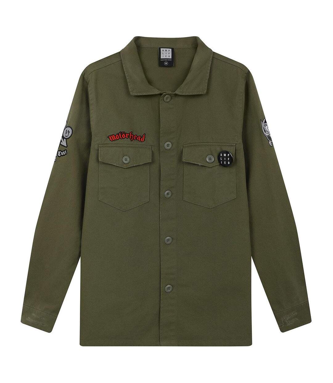 Mens motorhead overshirt khaki green Amplified-1