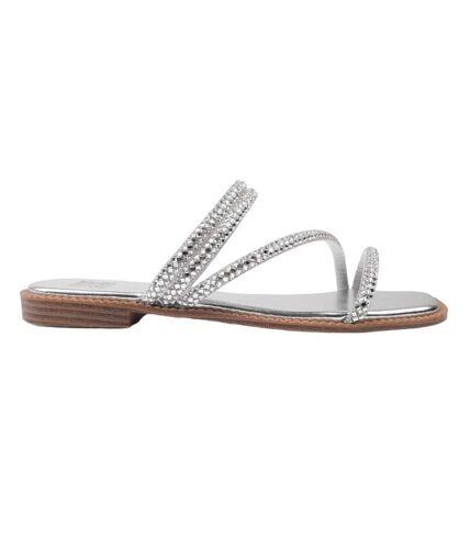 Womens/ladies dream diamante strappy flat sandals silver Where´s That From