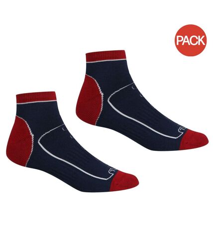 Regatta Mens Samaris Trail Ankle Socks (Pack of 2) (Navy/Dark Red) - UTRG5816