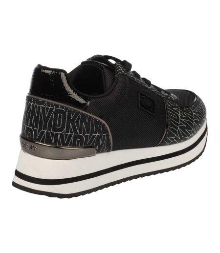 Womens/ladies Davie Lace Up Trainers Black Grey DKNY
