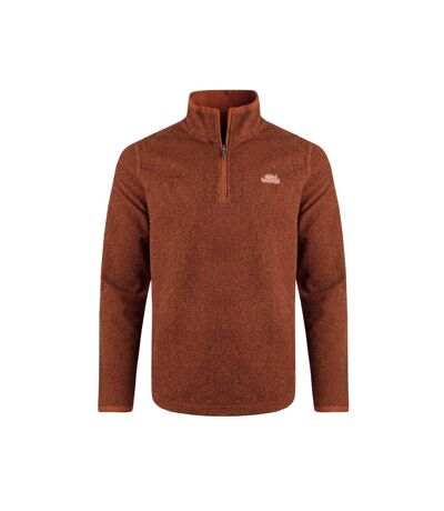 Mens errill textured eco friendly quarter zip fleece top brick orange Weird Fish