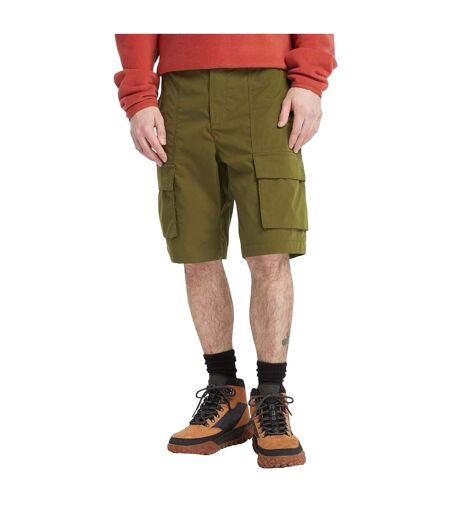 Mens Leather Badge Water Repellent Cargo Shorts Olive Timberland