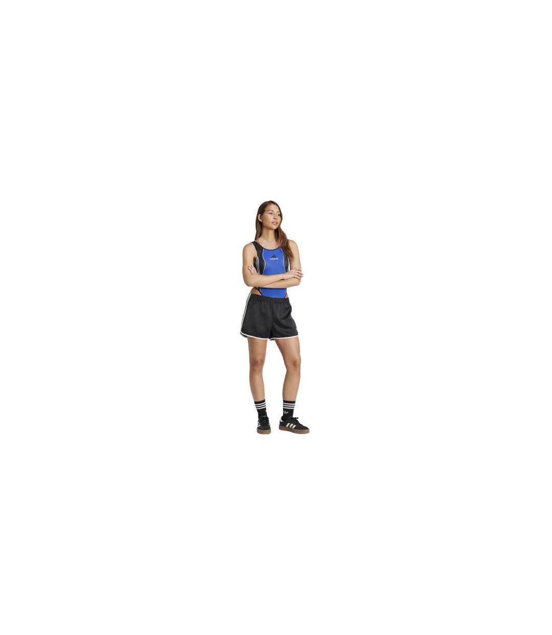 Womens/ladies Equipment Logo Colour Block Bodysuit Blue Adidas-1