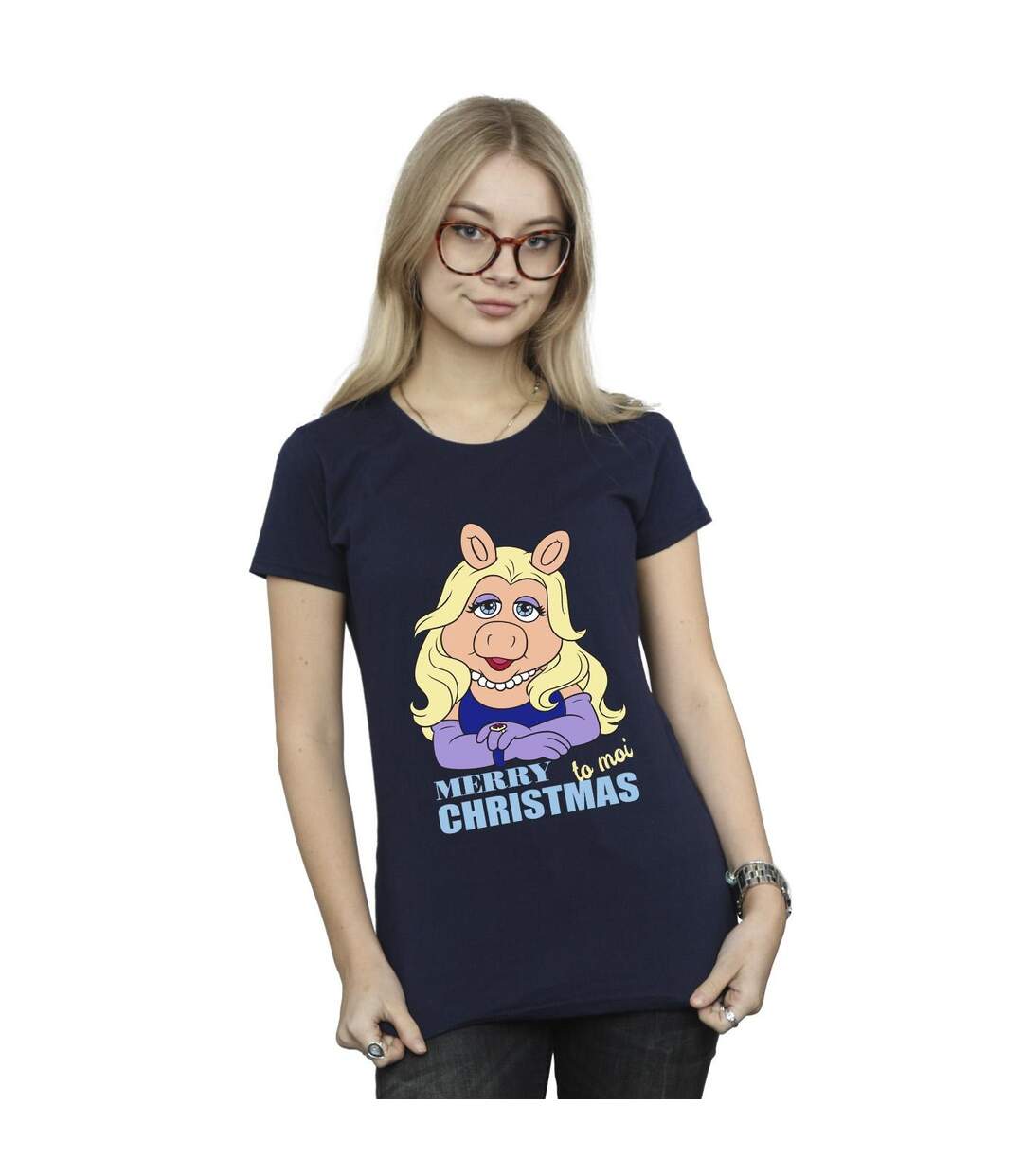 Disney Womens/Ladies Muppets Miss Piggy Queen of Holidays - T-shirt en coton (Bleu marine) - UTBI35189-2