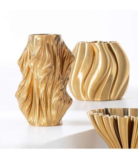 Vase Déco en Porcelaine Impression 3D 22cm Doré
