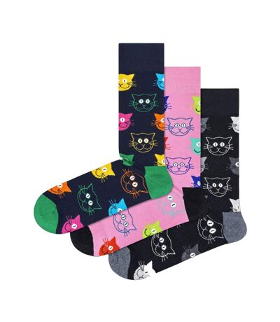 3 Pack Mens & Ladies Mixed Cat Socks Gift Set