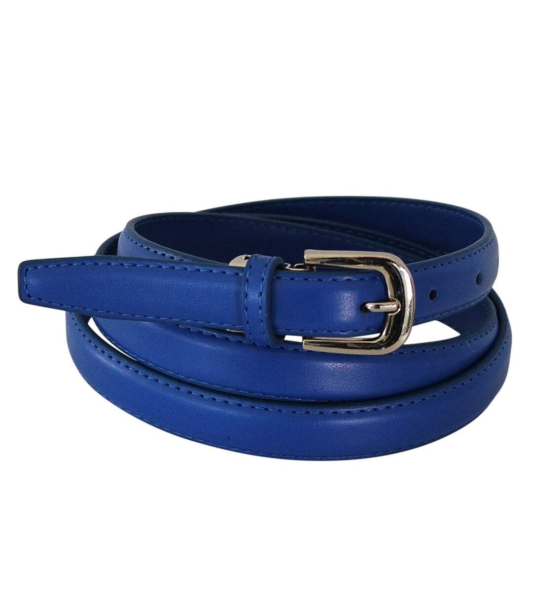 Ceinture femme fine 2 cm en croûte de cuir de vachette ajustable 120 cm-1