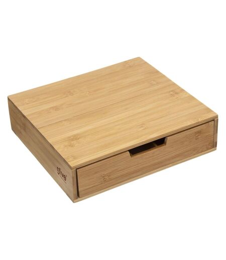 Boite à capsules pour café avec tiroir de rangement en bambou - Beige