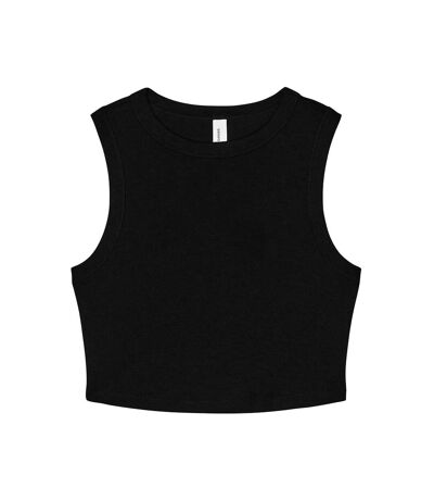 Womens/ladies heather micro-rib cropped muscle tank top solid black Bella + Canvas