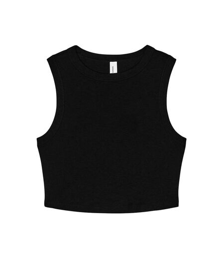 Womens/ladies heather micro-rib cropped muscle tank top solid black Bella + Canvas