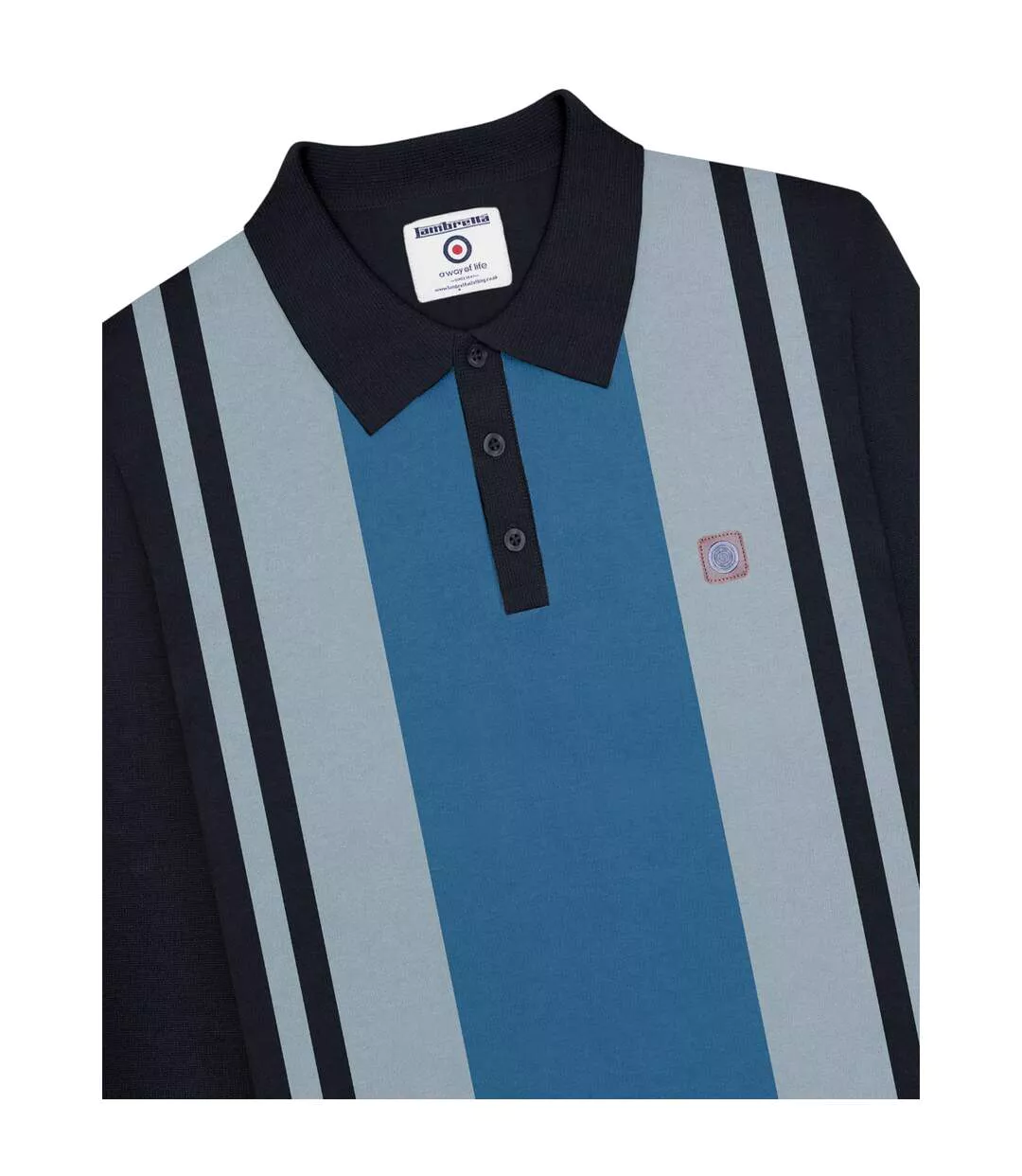 Polo Manches Longues Motif Rétro Aw25 Homme Bleu Marine Gris Lambretta-4