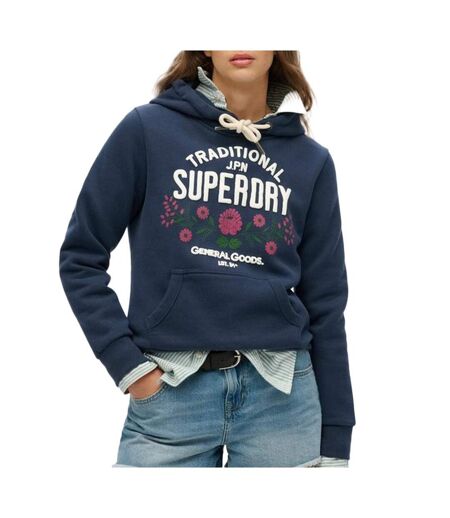 Sweat marine femme superdry lot 54 hood - l