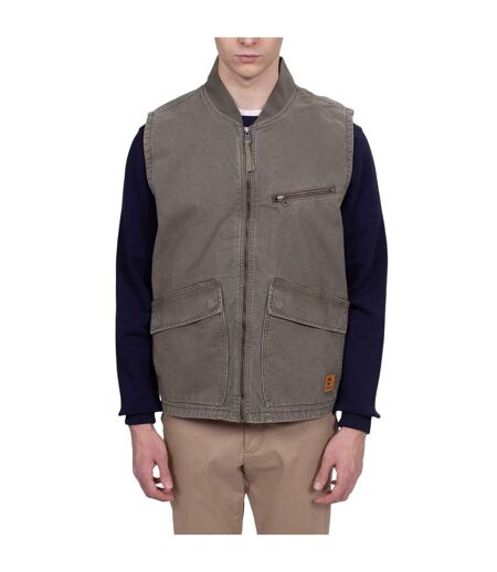 Mens Washed Ribbed Collar Gilet Leaf Green Timberland