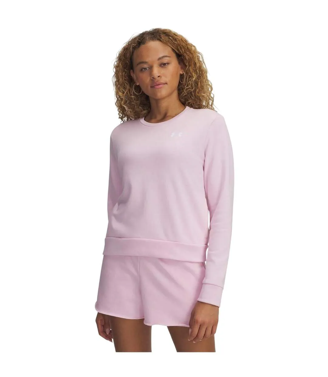 Womens/ladies Rival Terrycloth Sweatshirt Pink Under Armour-1