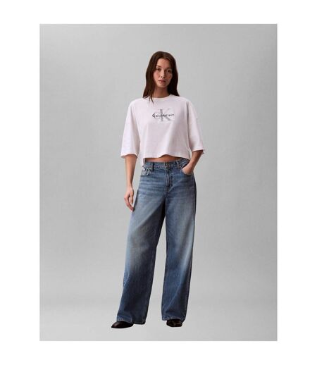 Womens/ladies Oversized Crop T-shirt Bright White Calvin Klein