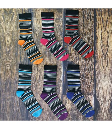 6 Pack Mens Patterned Coloured Soft Cotton Dress Socks