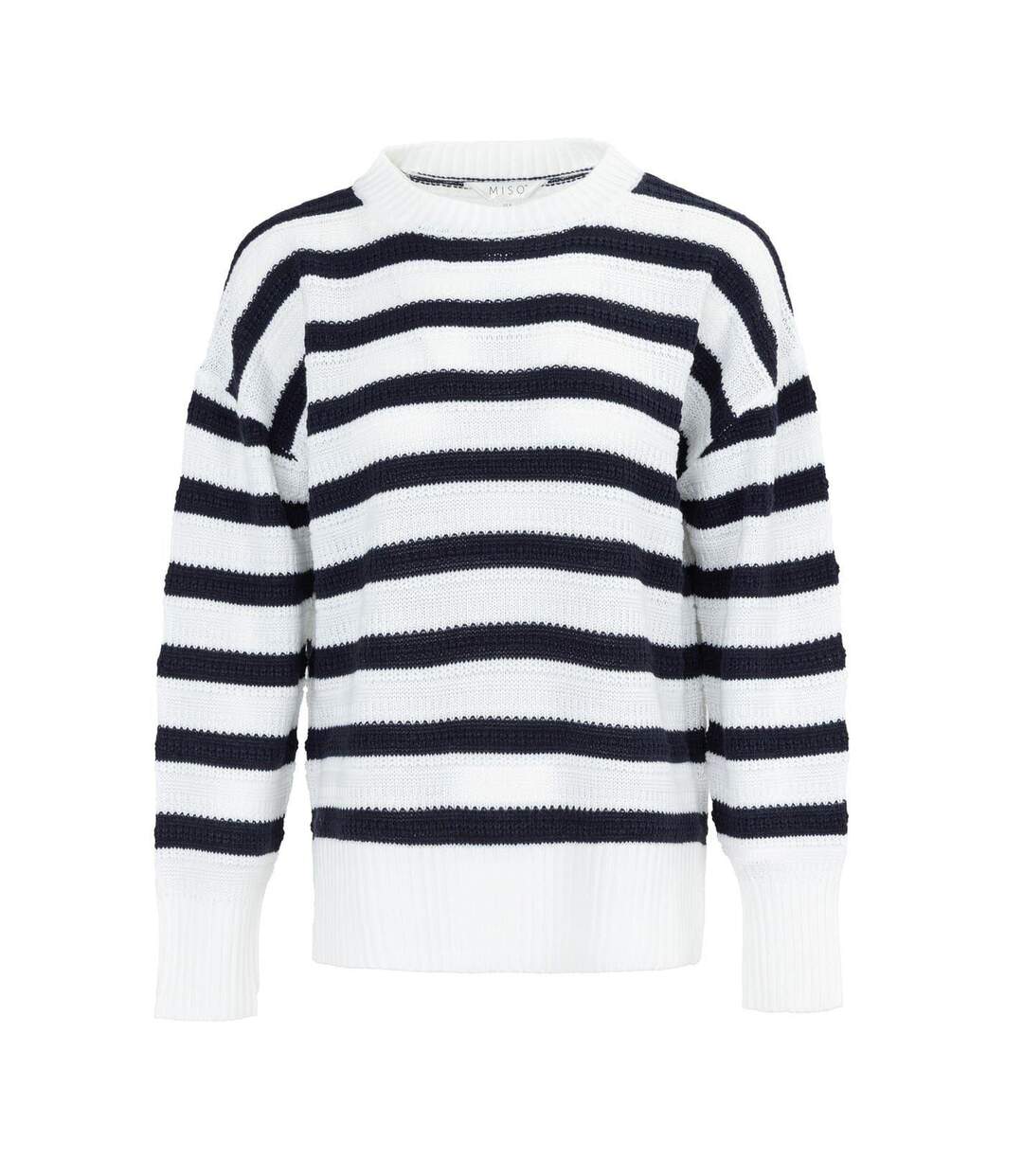 Pull Motif/style À Rayures Femme Noir Blanc Miso-1