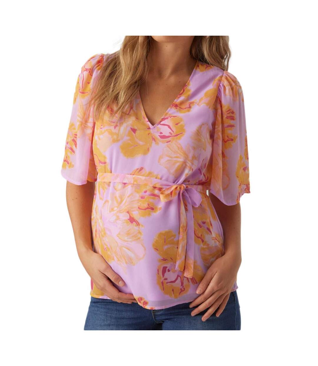 Blouse de Grossesse Violette/Orange Femme Vero Moda Maternity Dino - L-1