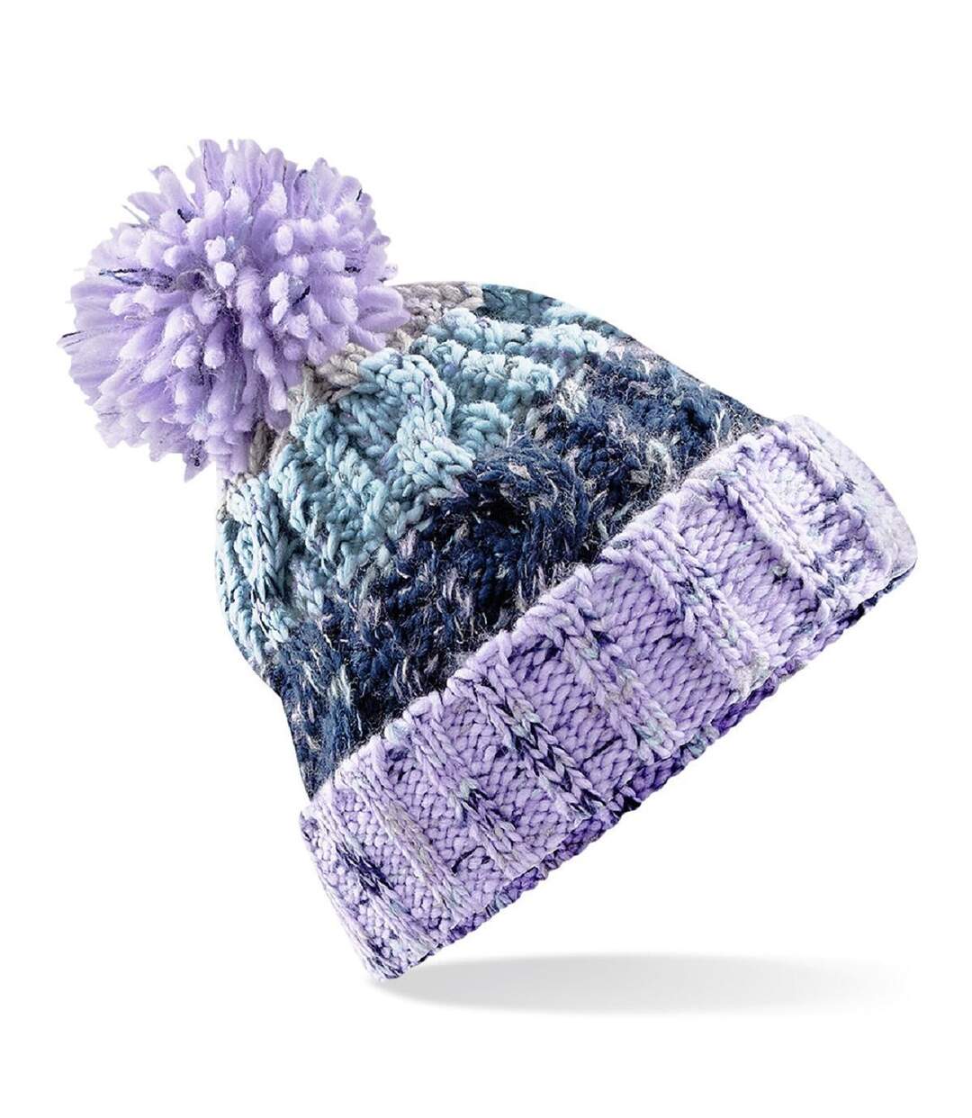 Bonnet à pompon adulte - B486 - violet et multicolore-1