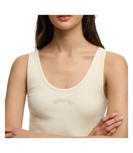 Débardeur beige femme superdry logo scoop