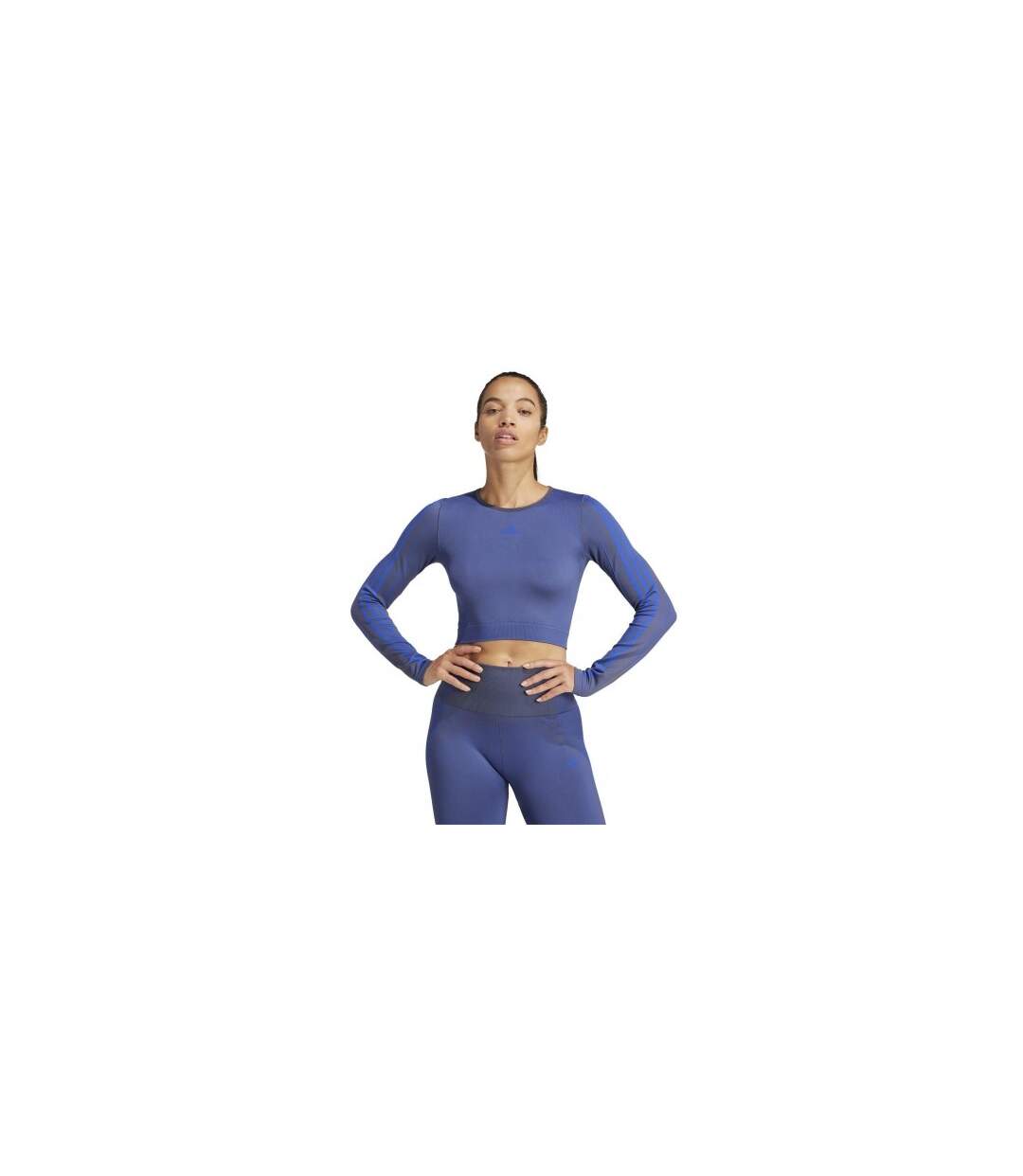 Haut Manches Longues Femme Bleu Marine Foncé Chiné Adidas-1