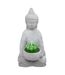 Statue Photophore avec Bougie Bouddha 15cm Gris-1