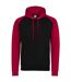 Mens baseball hoodie jet black/fire red Awdis