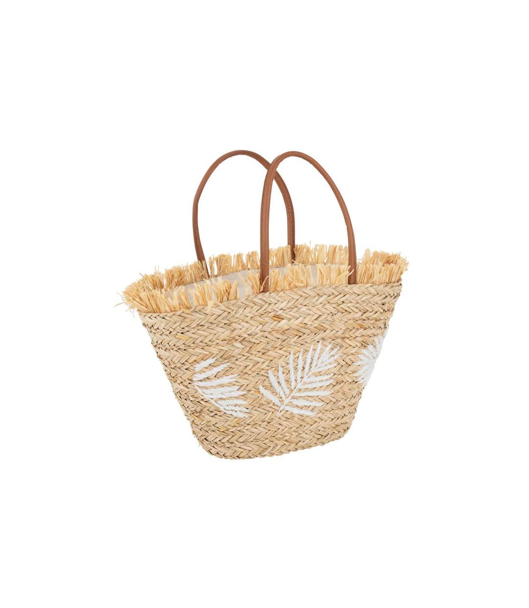 Sac de Plage Feuille 56cm Naturel & Blanc-1