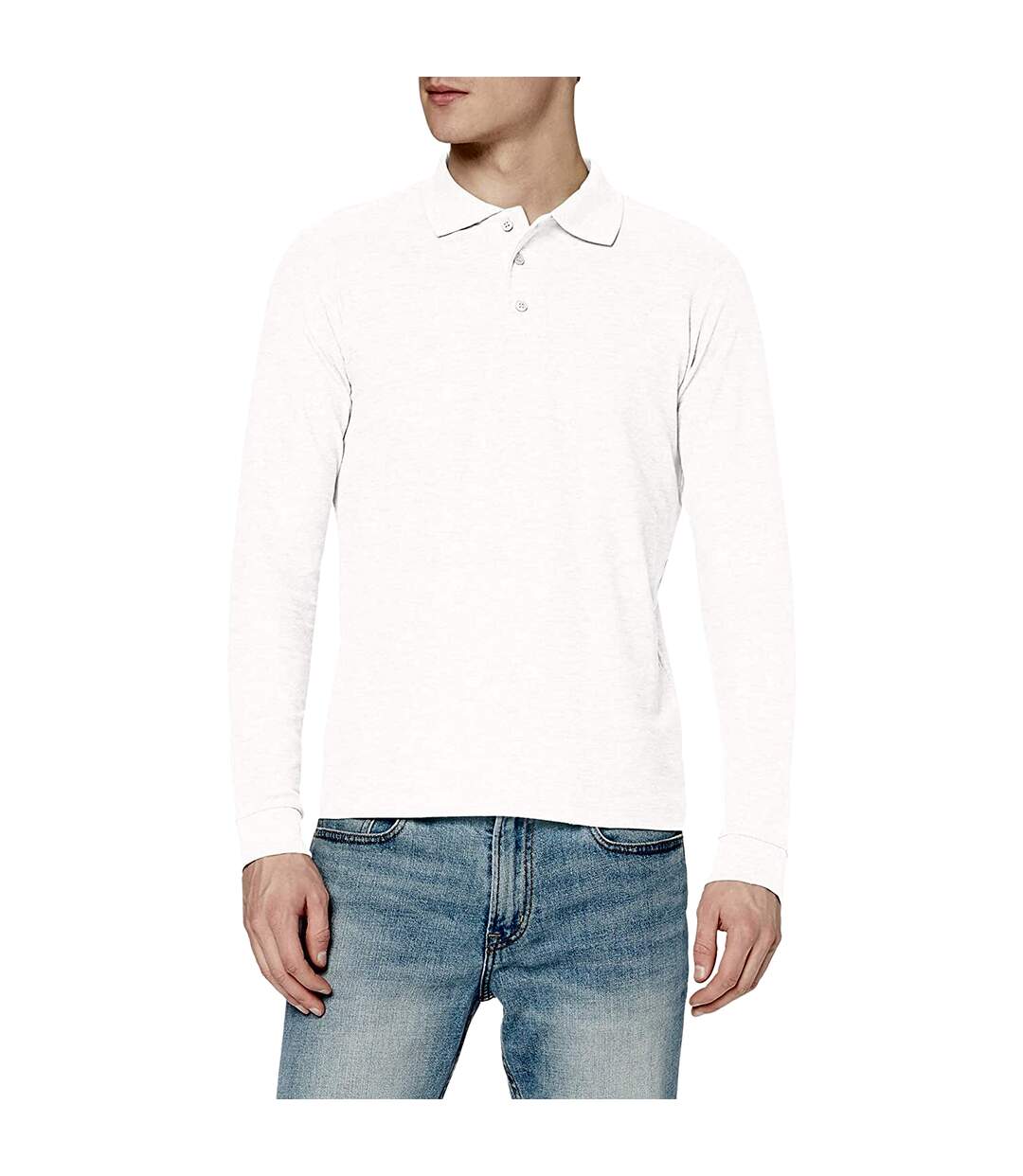 Stedman Mens Long Sleeved Cotton Polo (White)