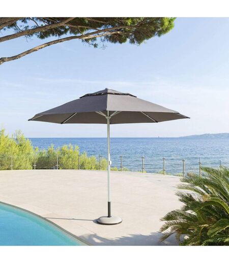 Parasol droit Rond télescopique Easyo - Diam. 330 cm - Ardoise