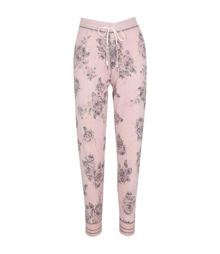 Womens/ladies Roses Jogging Bottoms Pink PJ Salvage