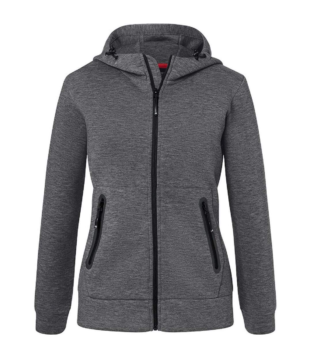 Veste zippée à capuche - Femme - JN1143 - gris foncé chiné