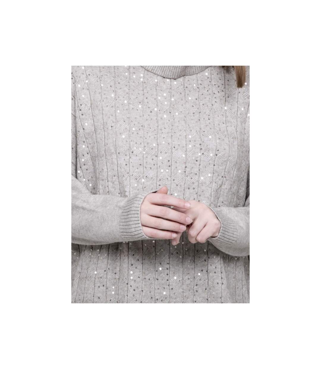 Pull col roulé à sequins KARLINE - Dona X Lisa-3