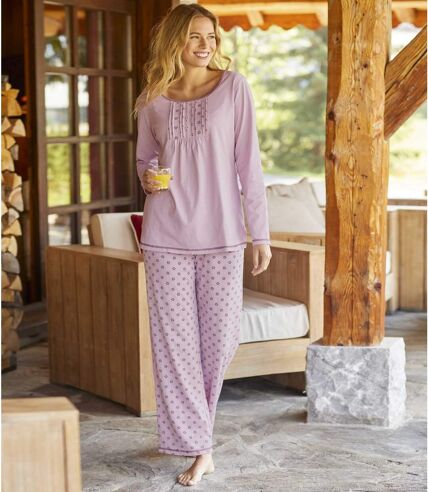 Fliederfarbener Pyjama aus Baumwolle