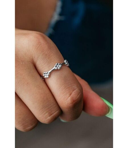 Adjustable Dainty Silver Floral Slim Stacking Simple Daisy Ring