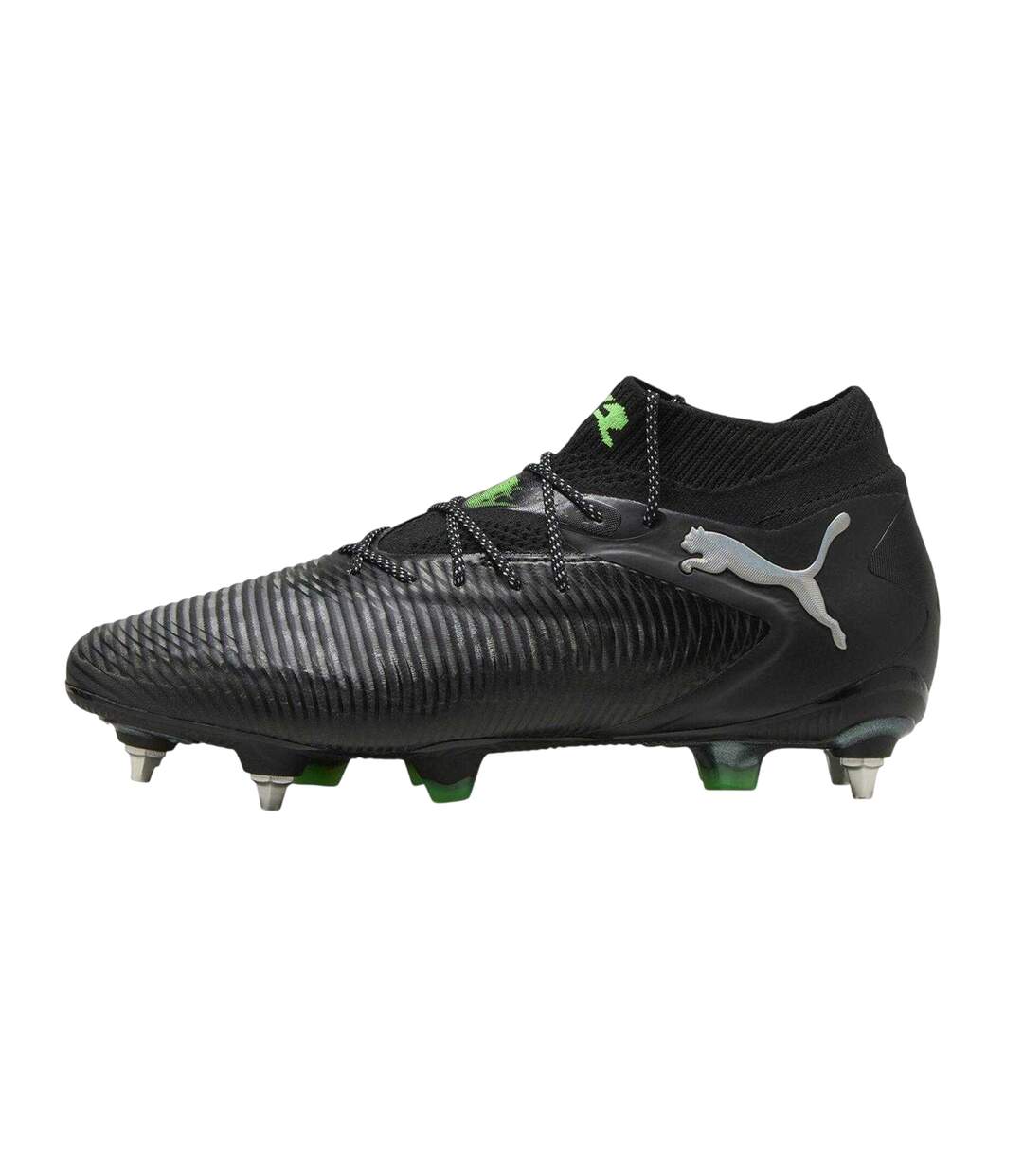 Mens Future 8 Ultimate Knitted Collar Soft Ground Football Boots Black Green Puma-2