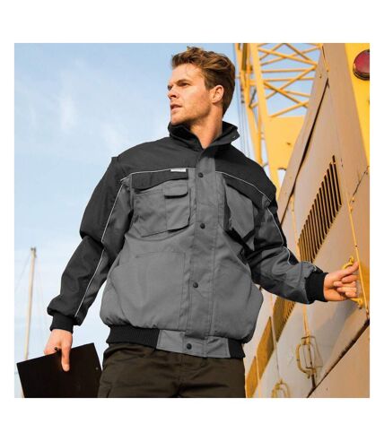 Result Mens Workguard Zip Sleeve Heavy Duty Water Repellent Windproof Jacket (Grey/Black) - UTBC931